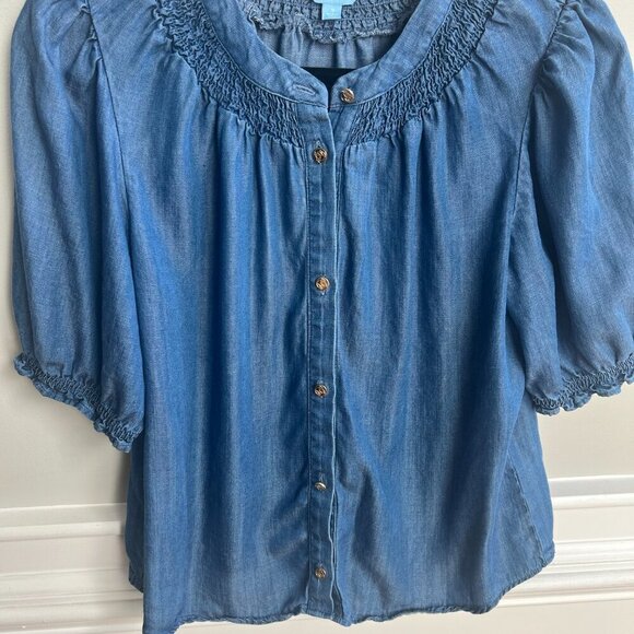 DRAPER JAMES - ELBOW SLEEVE BUTTON FRONT TOP - SIZE S - Picture 4 of 8